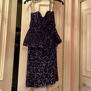 Blue sequin peplum dress